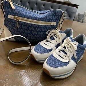 Michael Kors (Bundle of 2) sneakers size 10 and matching Crossbody handbag. $85